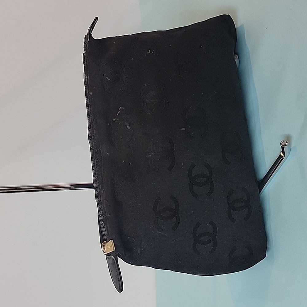 Chanel CC Logo Zip Closure Makeup Bag